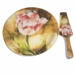 WCL FLORAL CAKE PLATE WITH SERVER